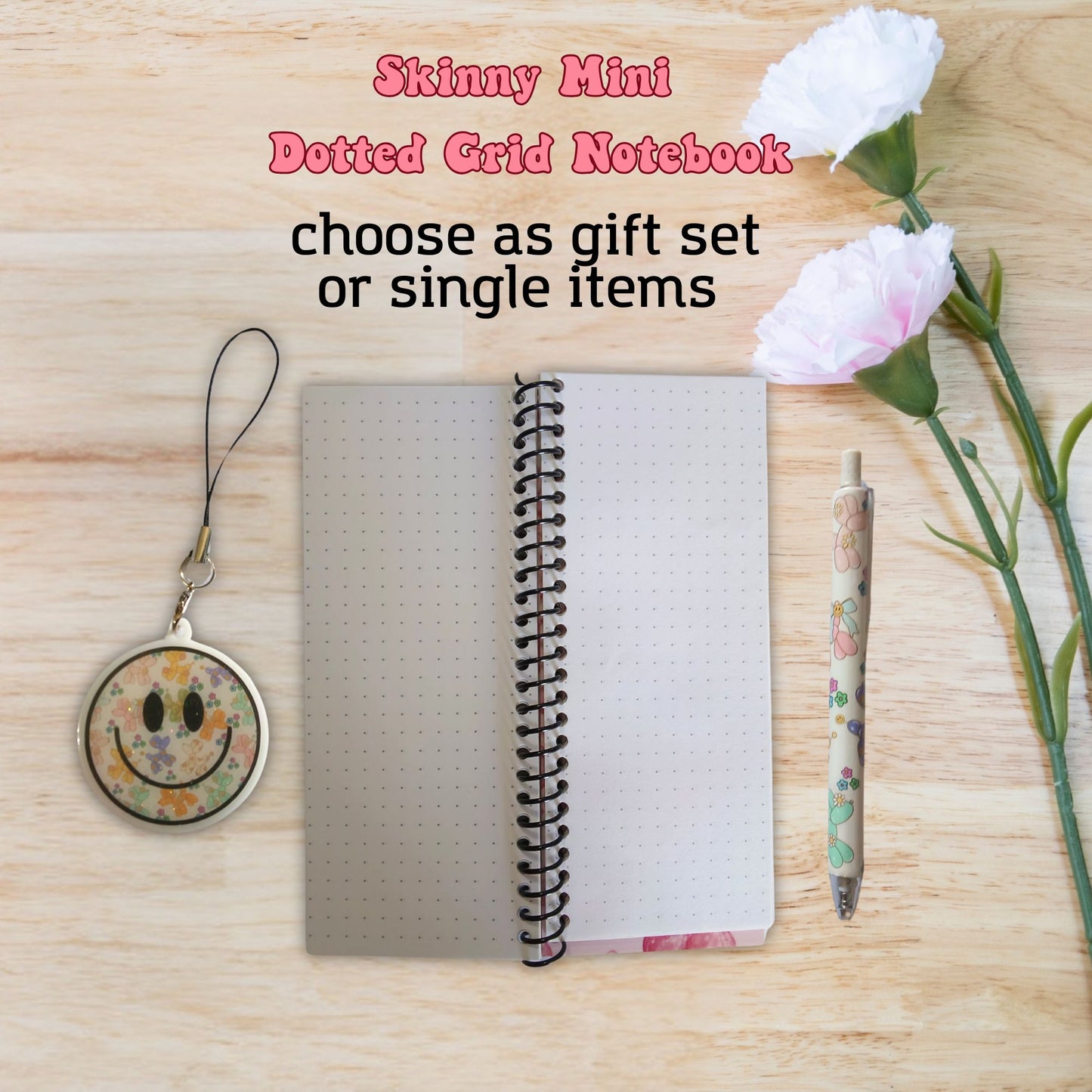 Preppy Balloon Dog Skinny Mini Dot Grid Spiral Notebook Gift Set