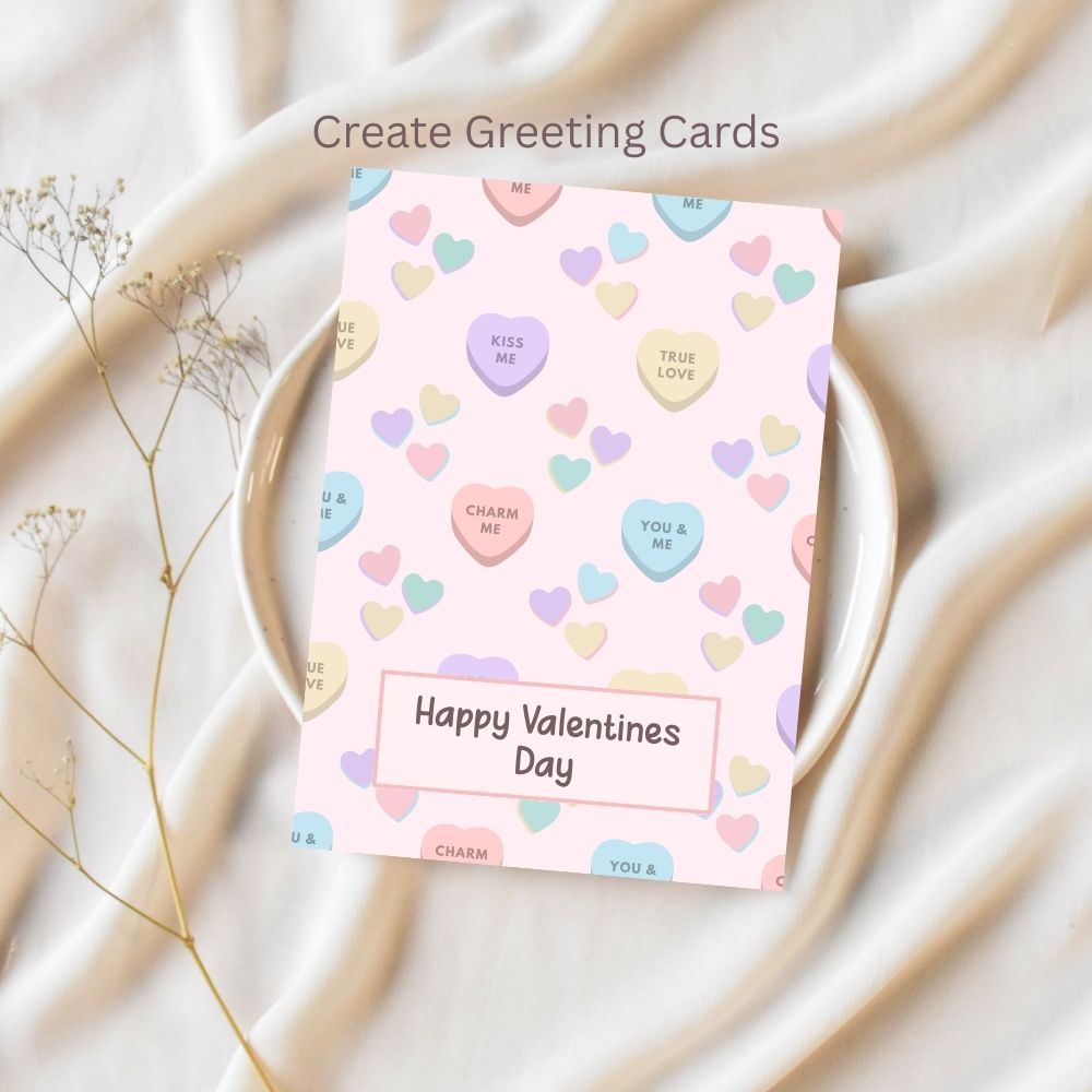 5 Valentines Heart Candy Seamless Repeating Pattern Paper Bundle Set