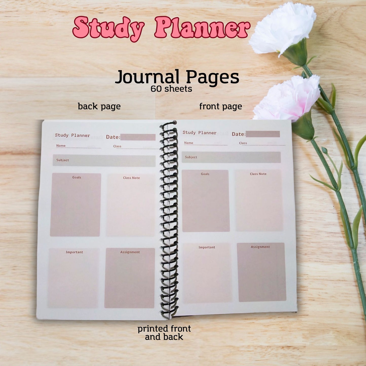 Student Plaid Cow Study Planner Notebook