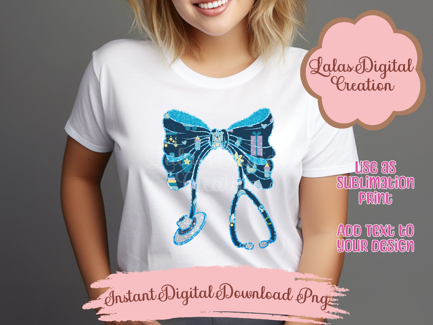 Nurse Stethoscope Baby Boy Girl Bundle Clipart PNG Instant Digital Download