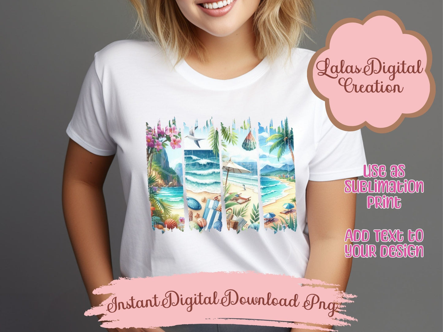 Beach Brushstroke Clipart PNG Instant Digital Download