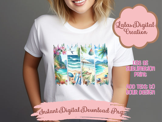 Beach Brushstroke Clipart PNG Instant Digital Download