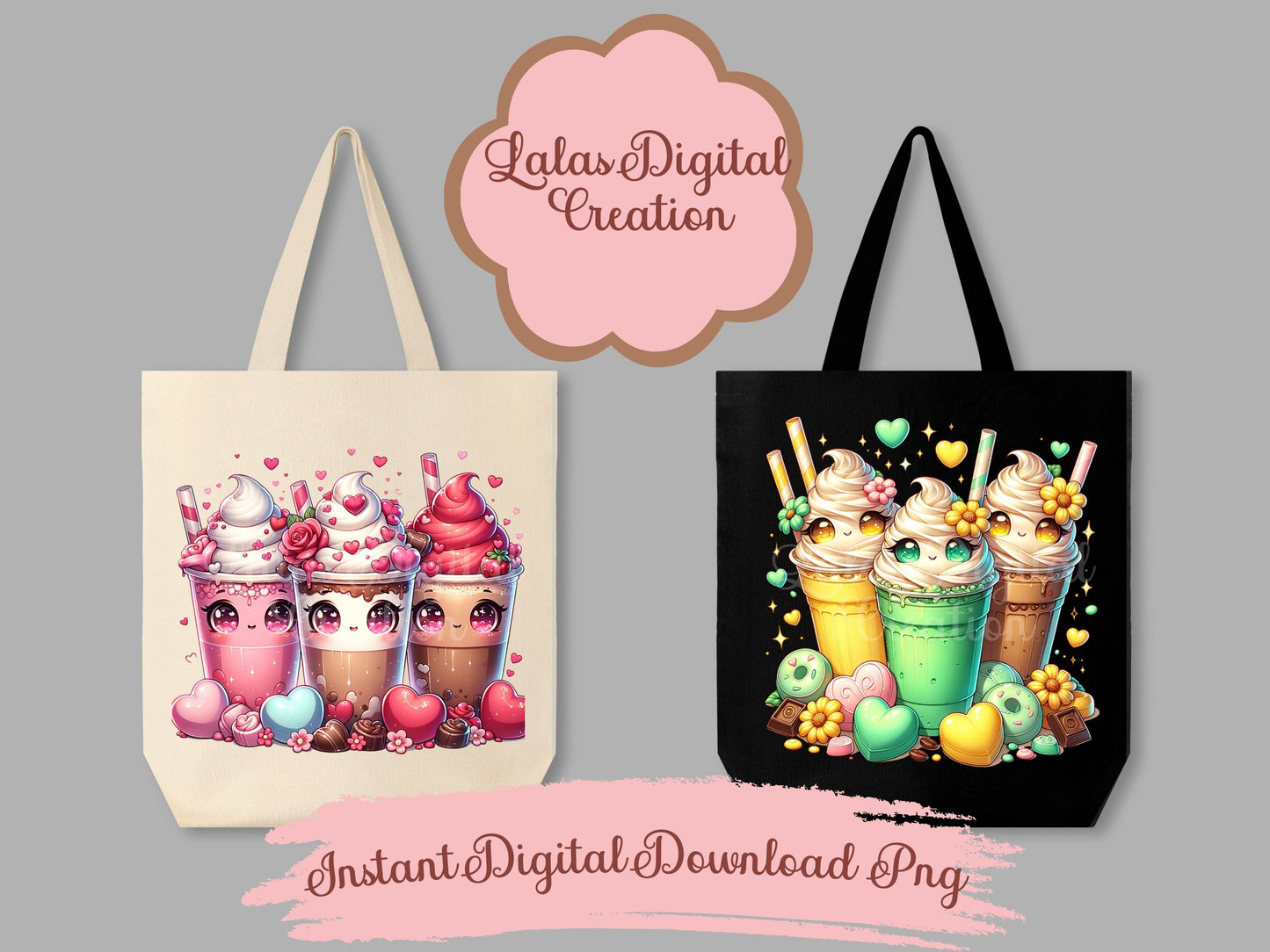 Kawaii Iced Coffee Clipart Bundle Instant Digital PNG Download