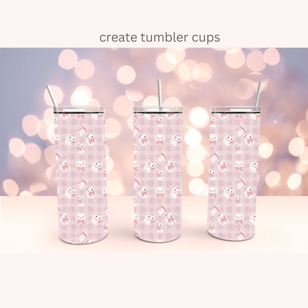 Coquette Preppy Cat Seamless Digital Pattern Paper Set