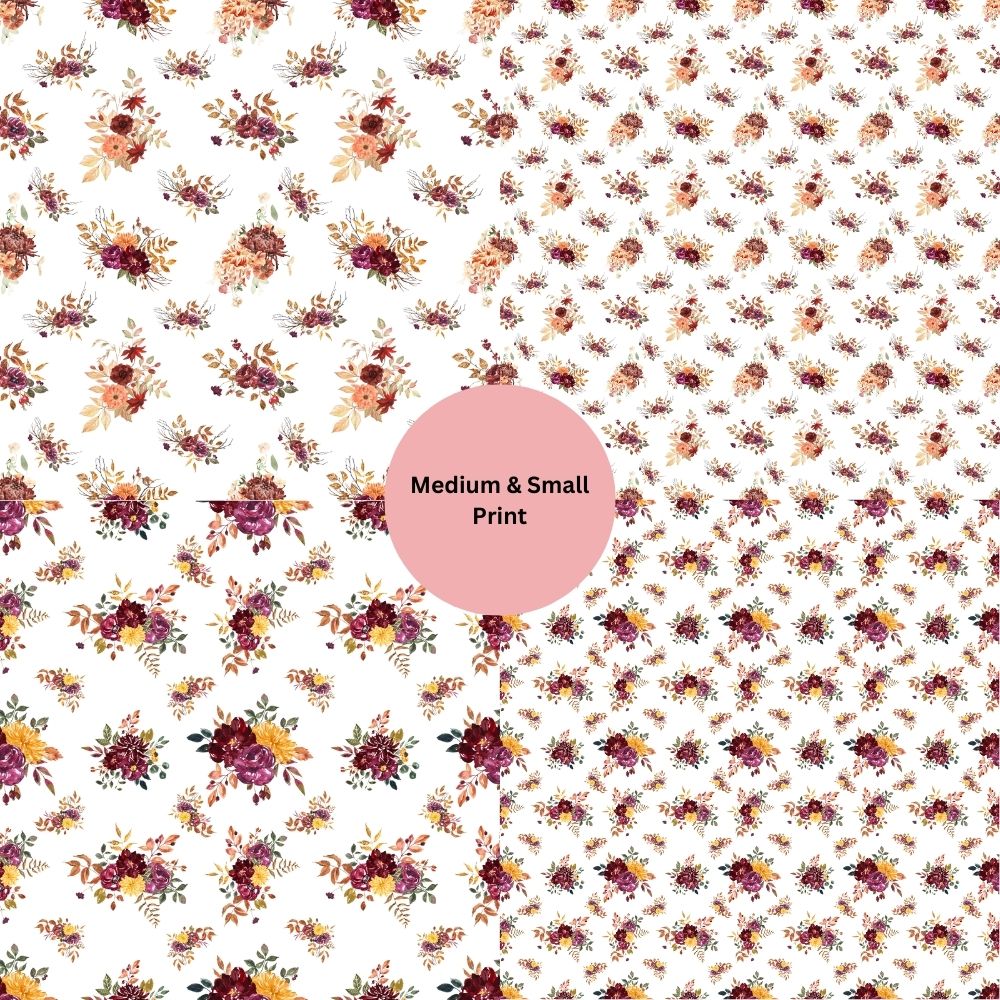 Autumn Fall Floral Seamless Digital Pattern Paper Set