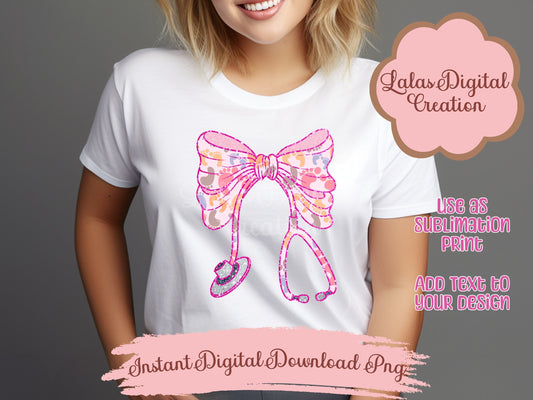 Nurse Stethoscope Footprint Clipart PNG Instant Digital Download