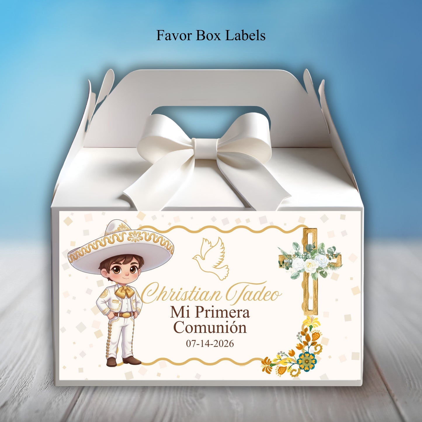 Charro Boy Primera Comunion Party Sticker Labels