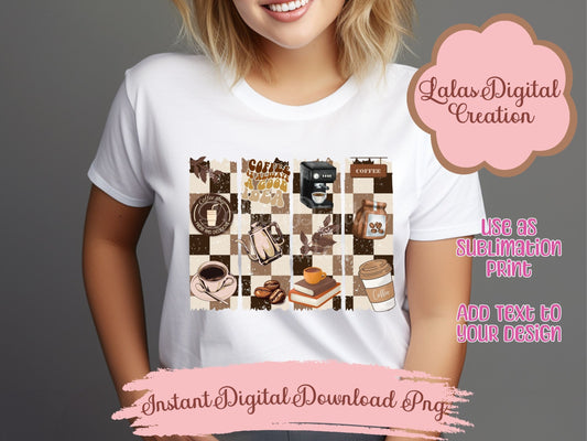 Coffee Lover Brushstroke Clipart PNG Instant Digital Download