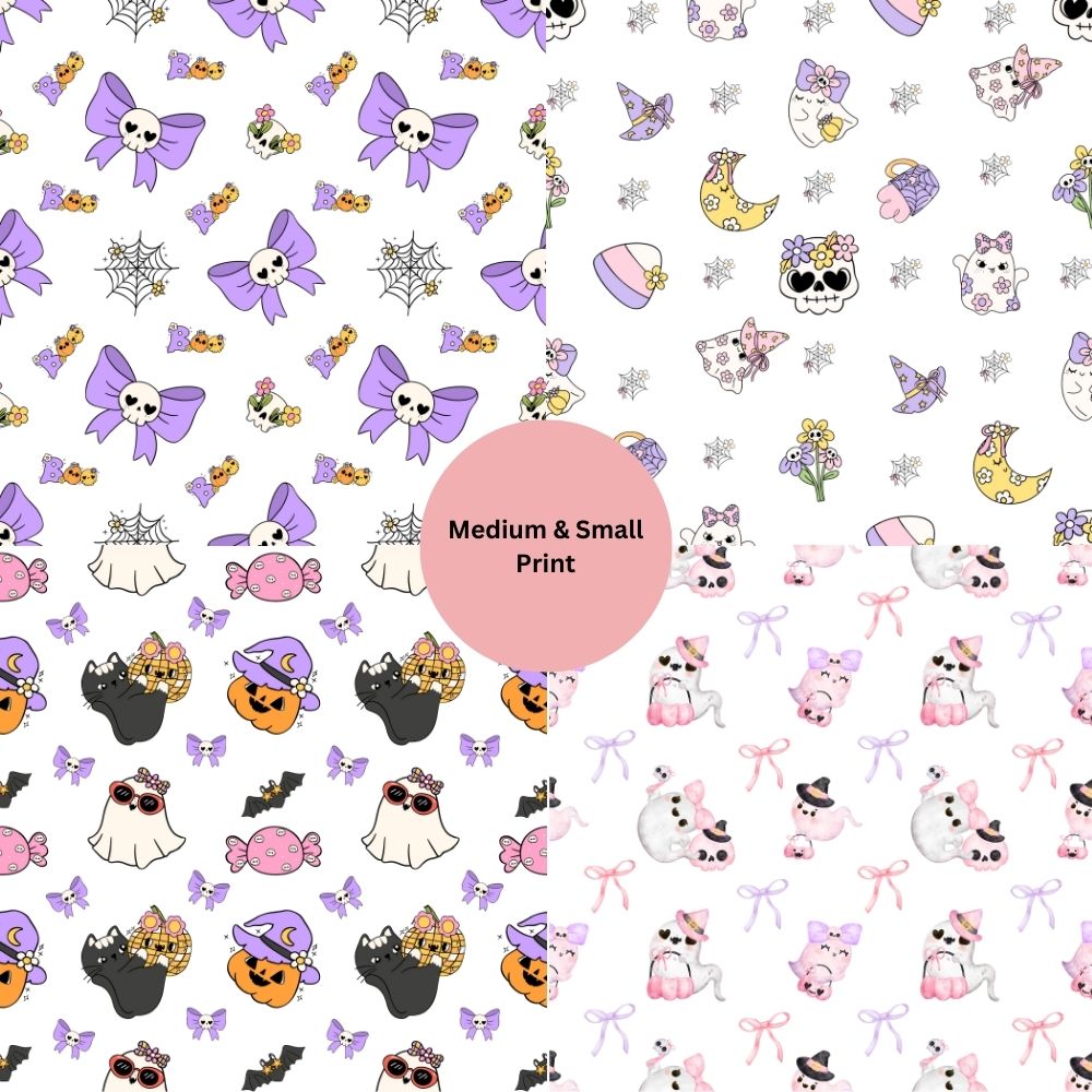 Pastel Halloween Seamless Digital Pattern Paper Bundle