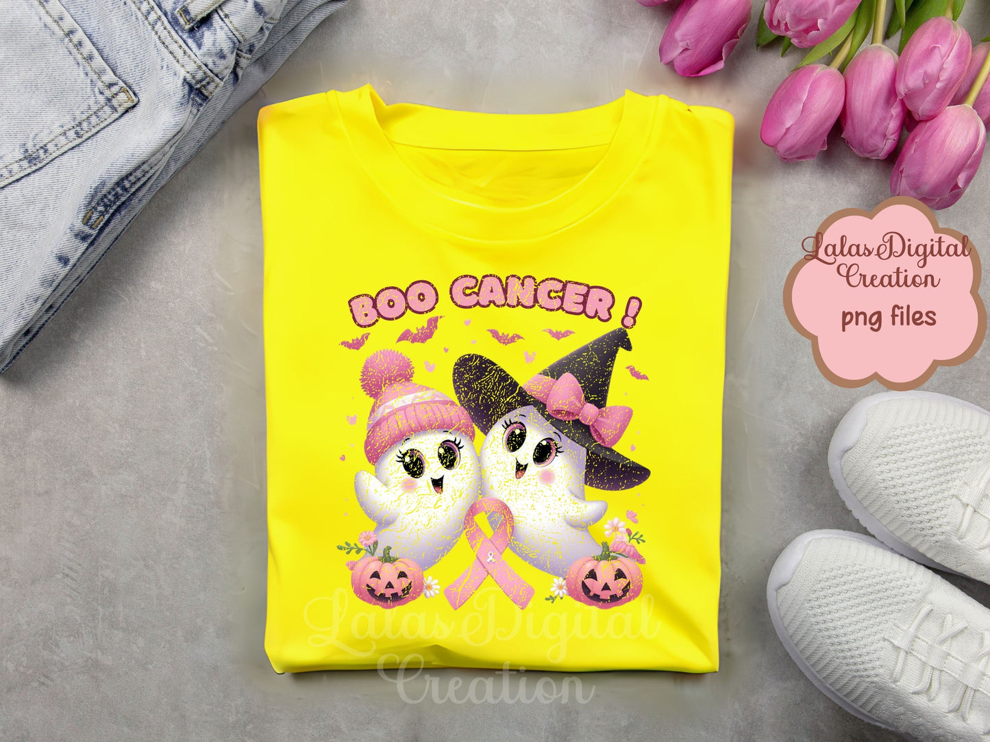 Pink Ghost Cancer Awareness Clipart Instant Digital PNG Download