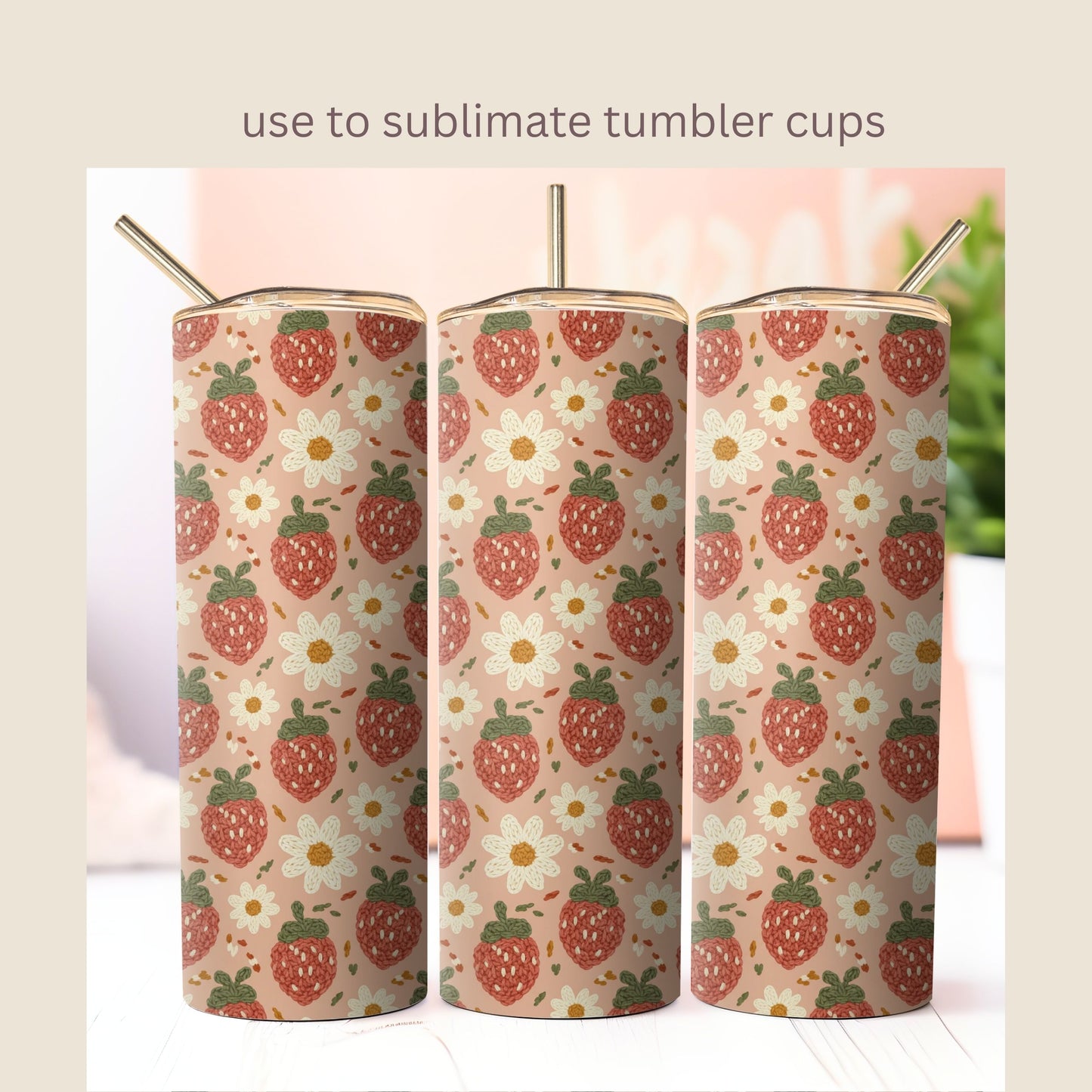 Faux Crochet Strawberry Seamless Repeating Pattern Paper Bundle