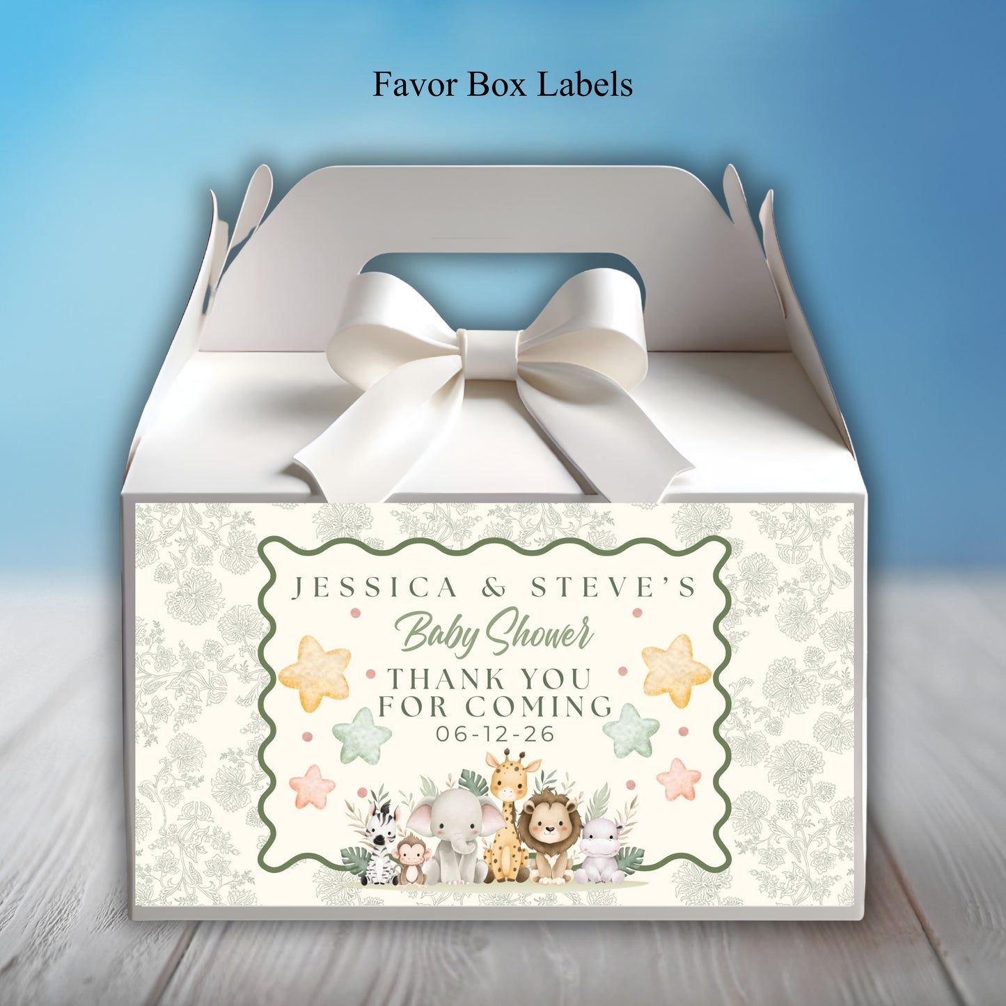 Safari Animals Neutral Baby Shower Party Sticker Labels