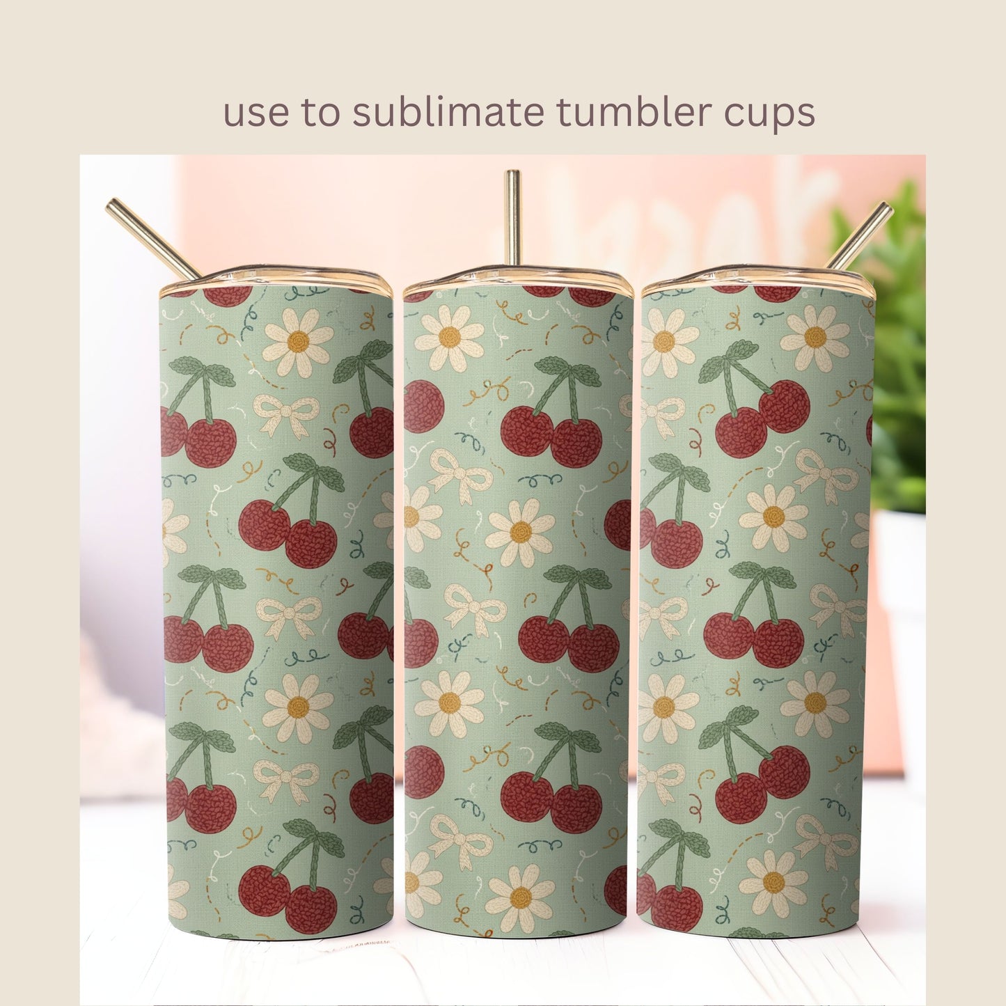 Faux Crochet Cherry 5 Seamless Repeating Pattern Paper Bundle