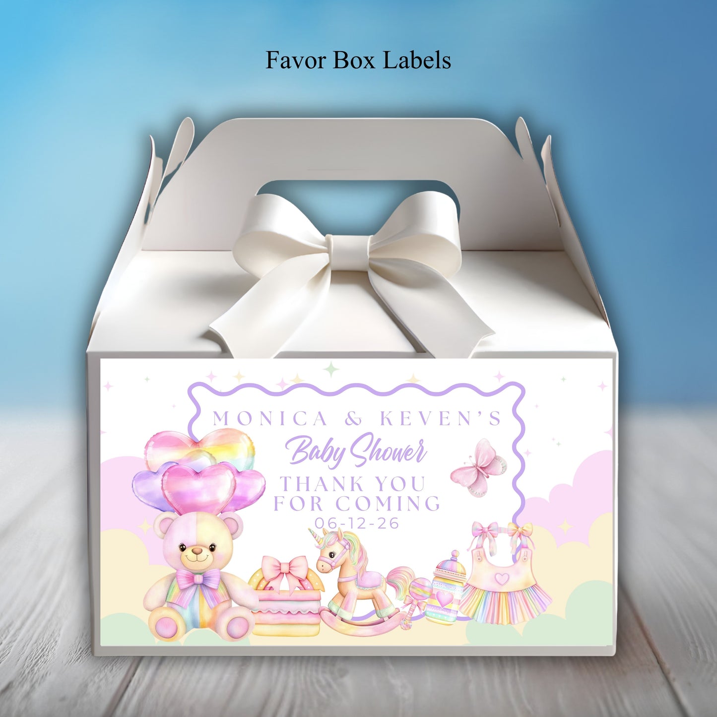 Rainbow Baby Shower Party Sticker Labels