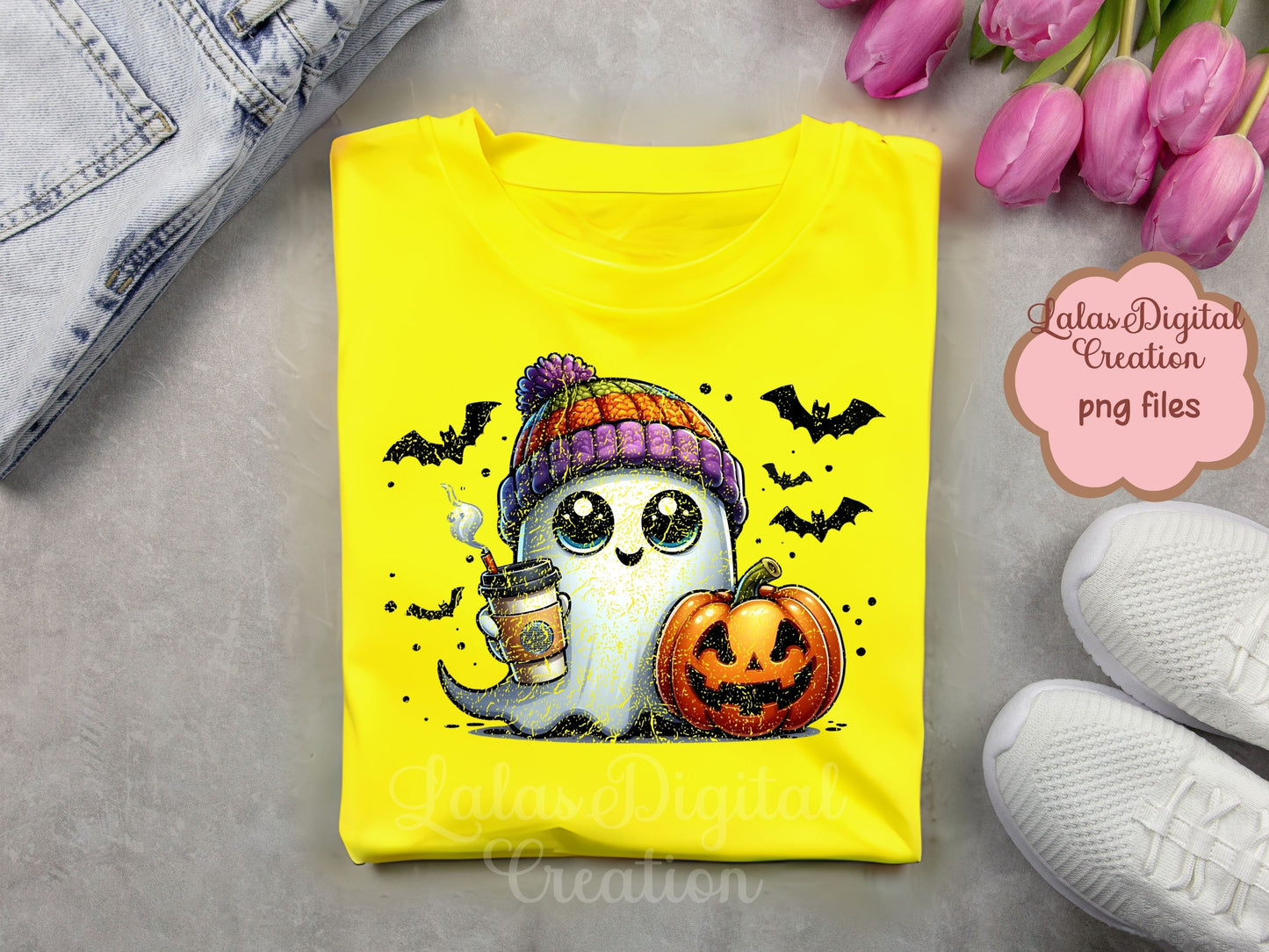 Groovy Retro Ghost Clipart Instant Digital PNG Download