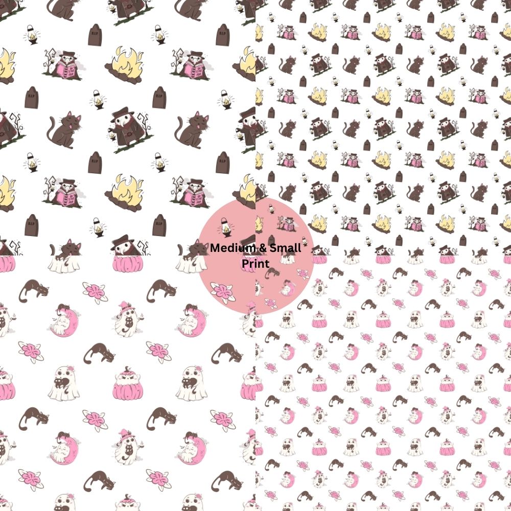Cat Ghost Seamless Digital Pattern Paper Set
