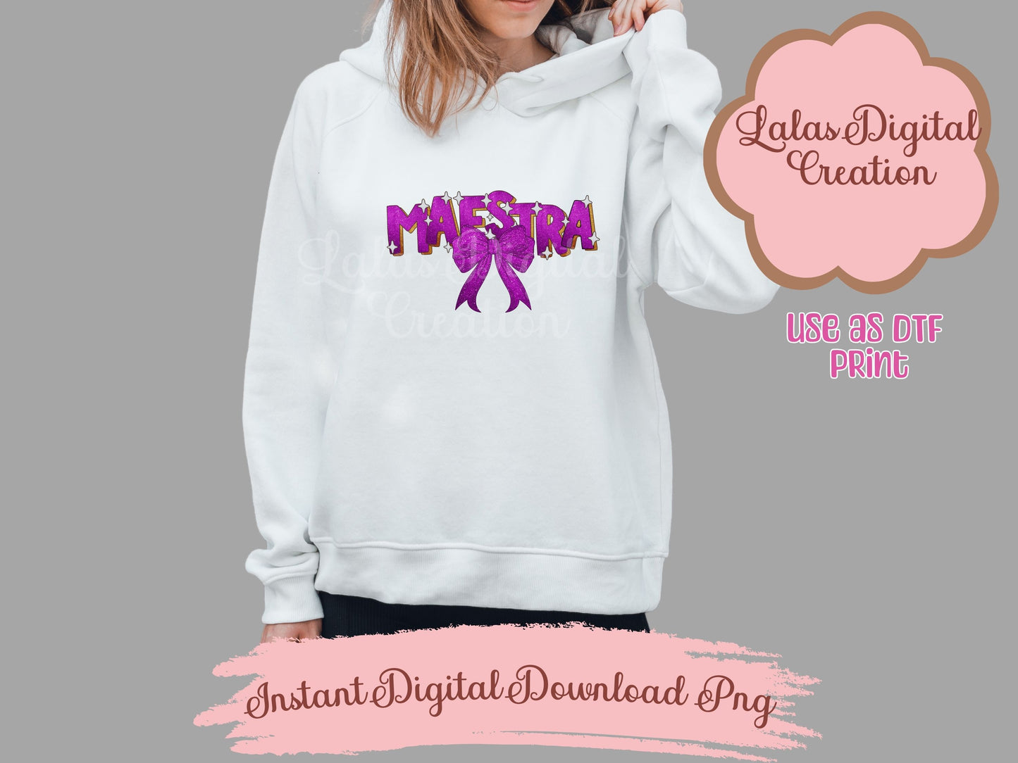 Maestra Purple Coquette Bow Clipart PNG Instant Digital Download