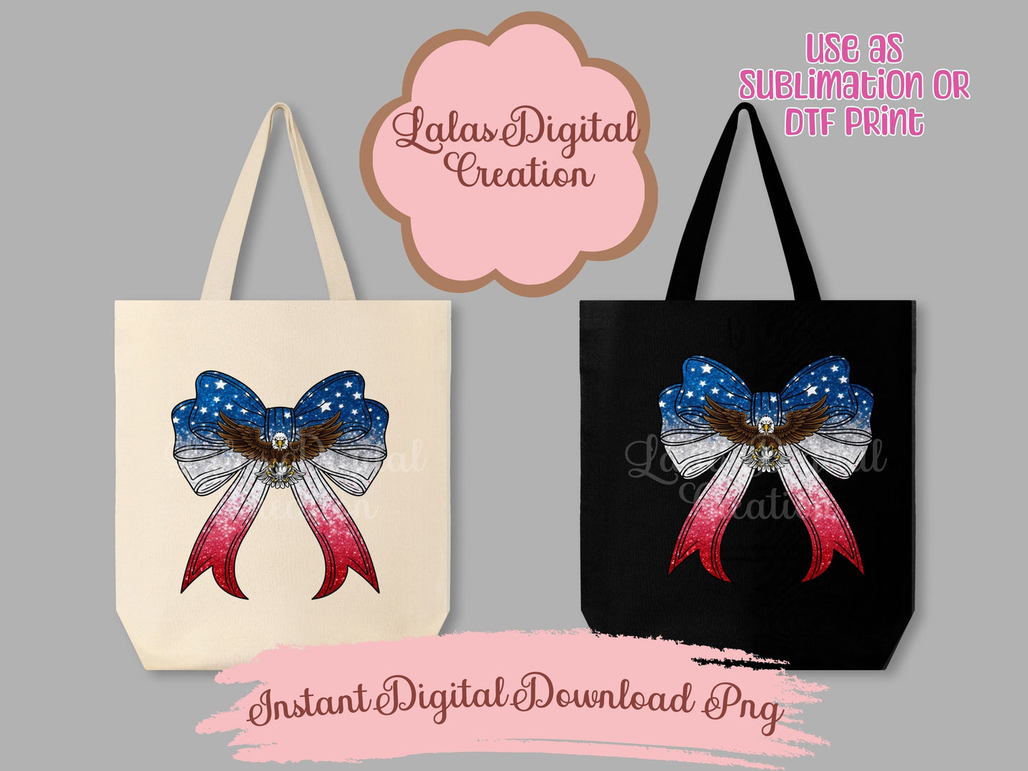 USA American Flag Coquette Bow Clipart PNG Instant Digital Download
