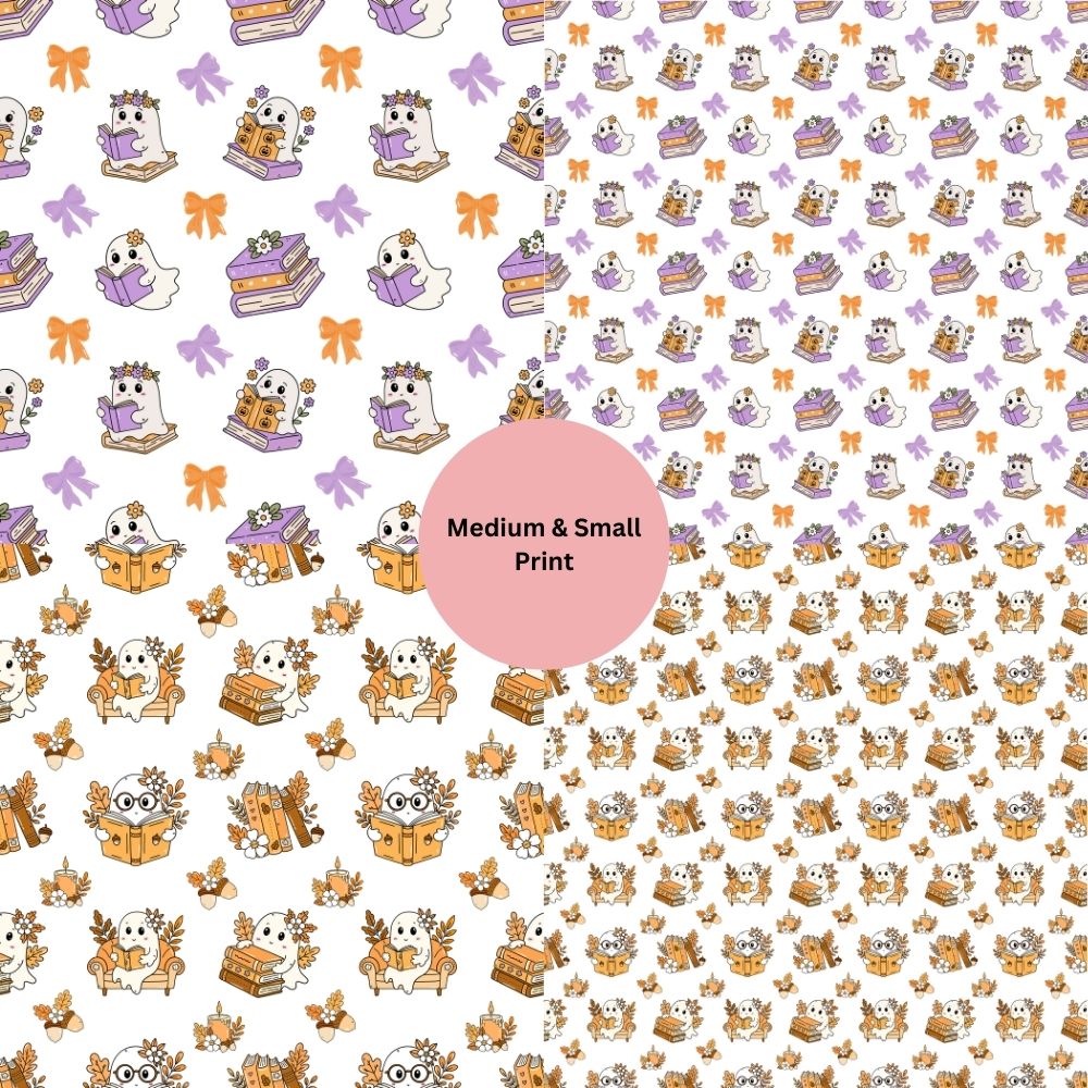 Ghost Book Reader Seamless Digital Pattern Paper Bundle