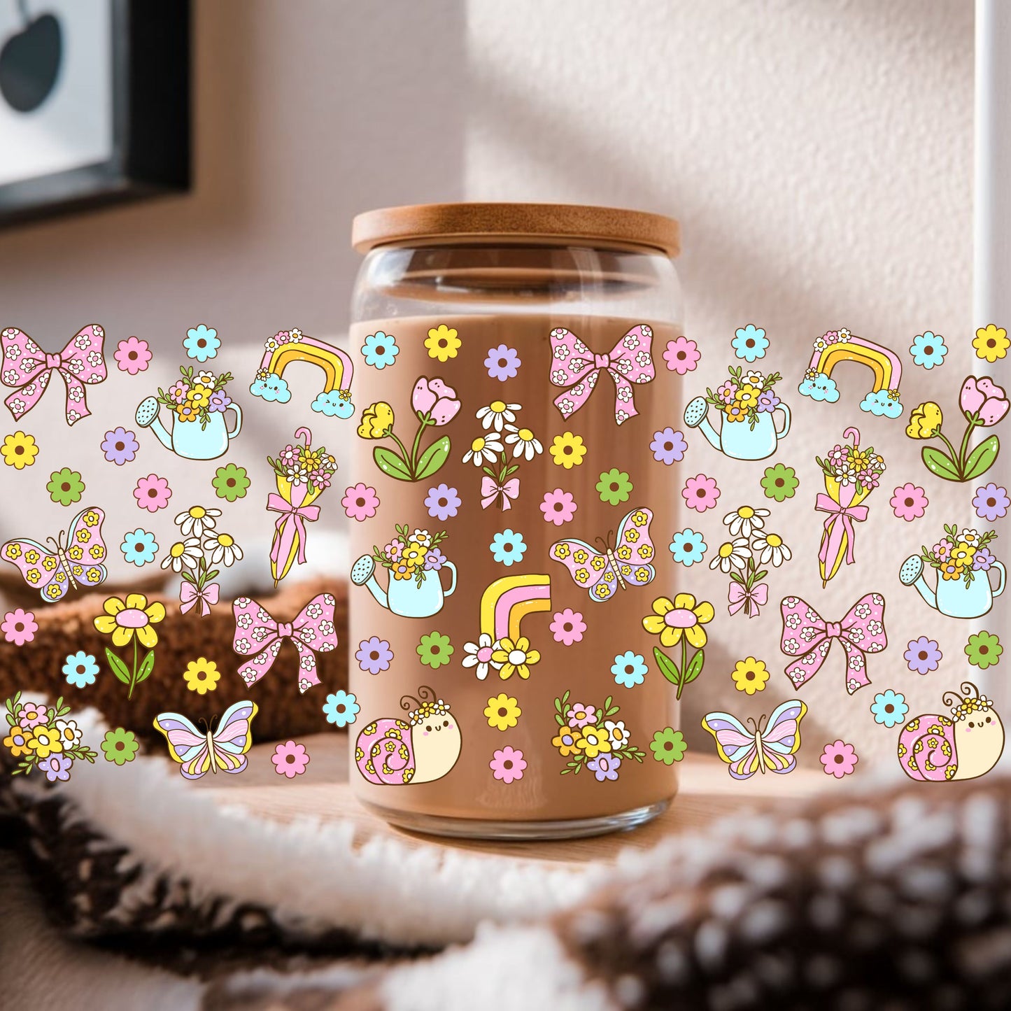 Spring Garden Libbey Glass Can Cup Wrap