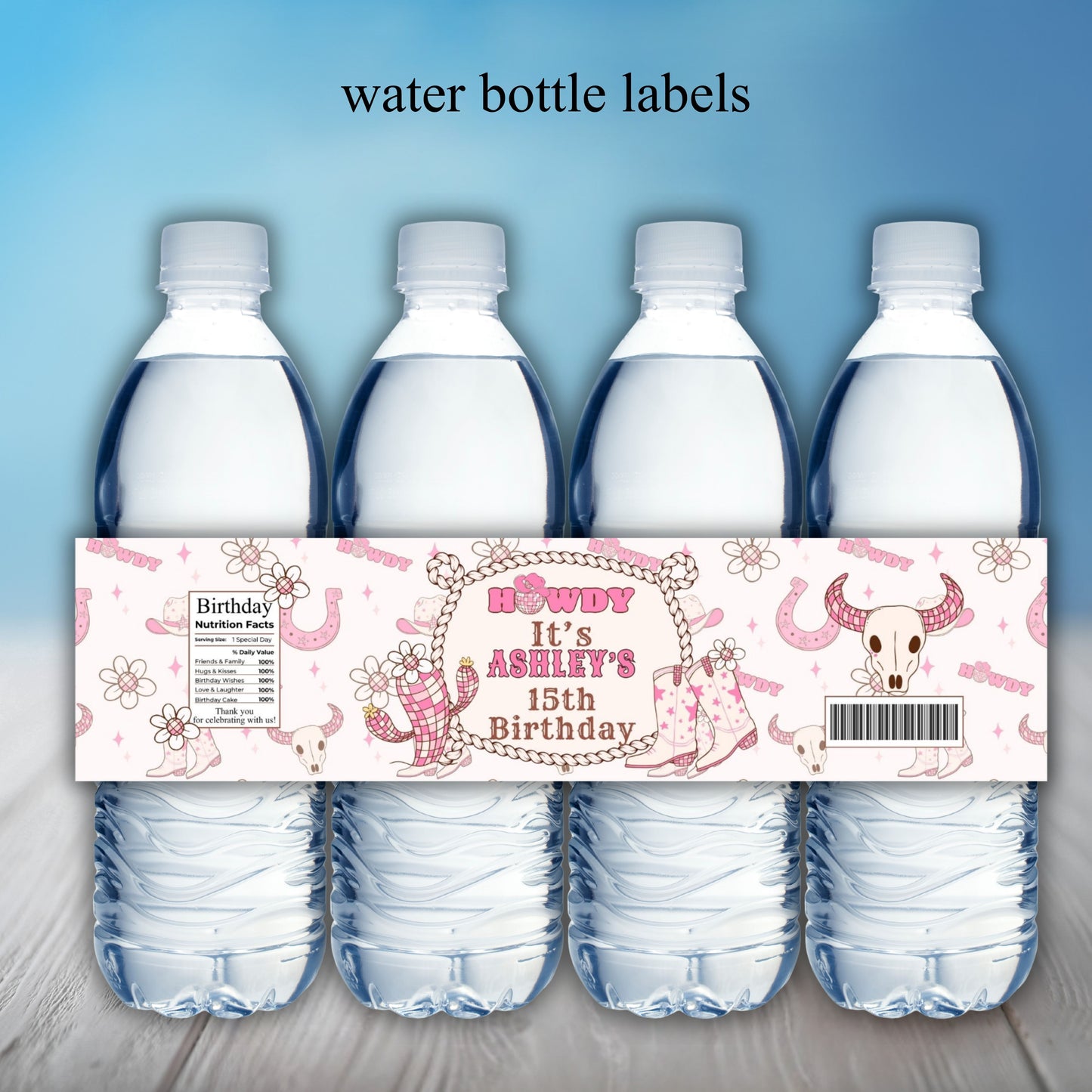 Western Girl Birthday Party Sticker Labels