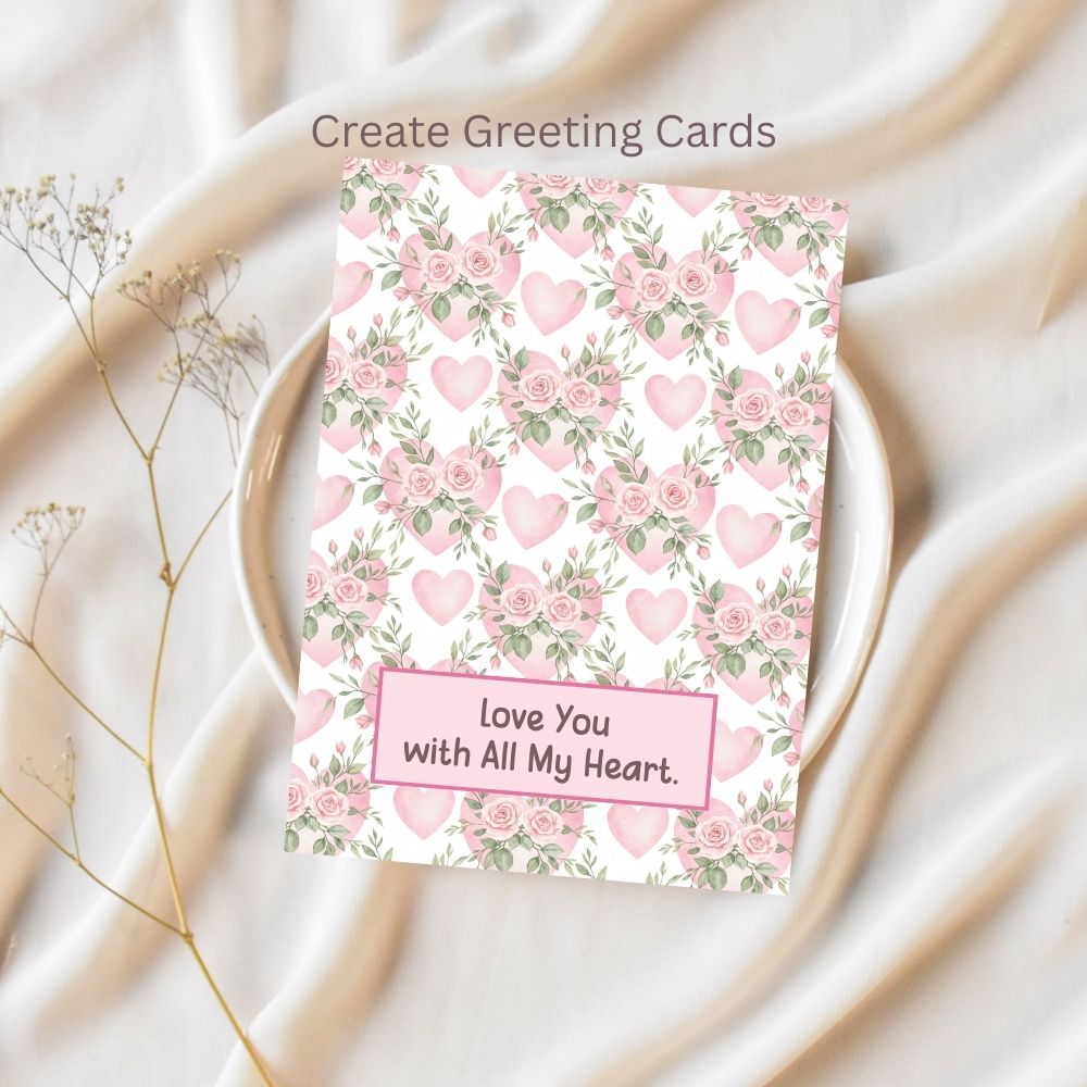 Floral & Hearts Valentines Seamless Repeating Pattern Paper Bundle Set