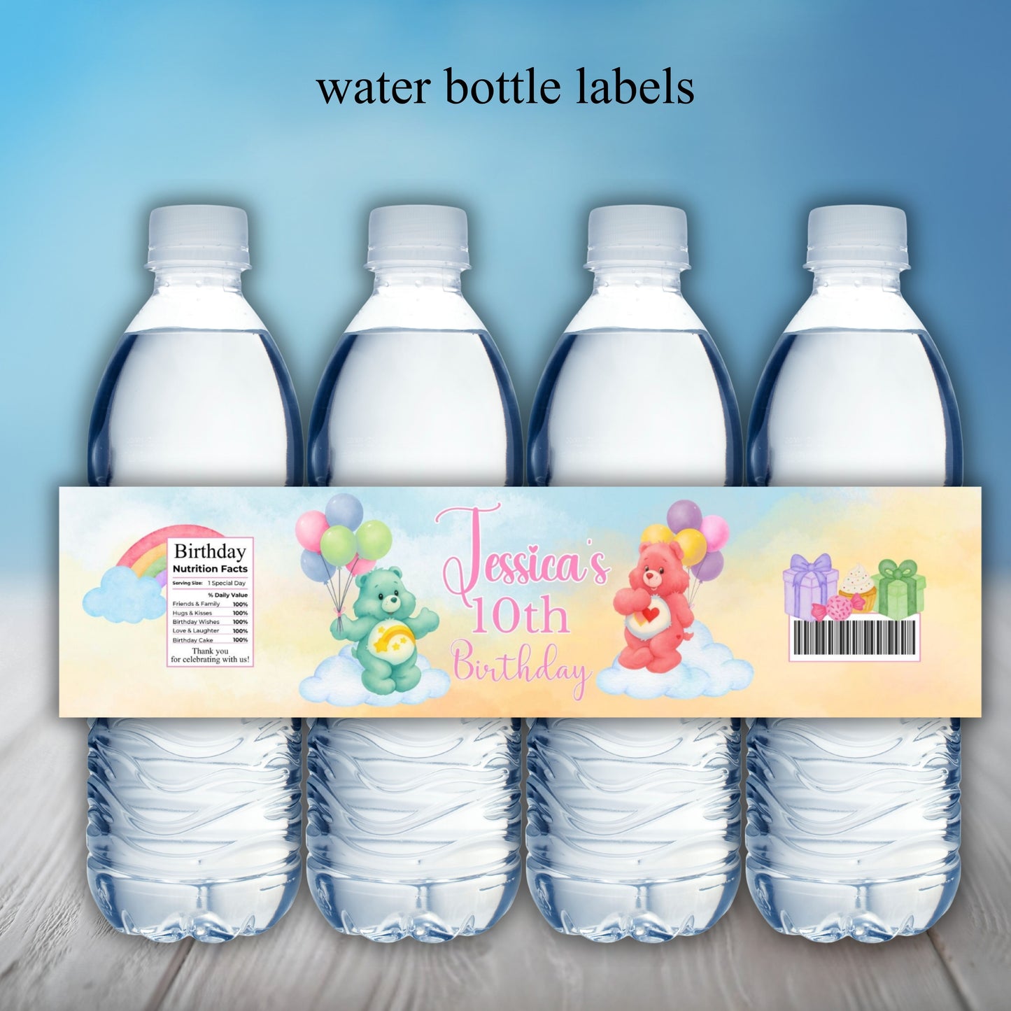 Care Bear Birthday Party Sticker Labels