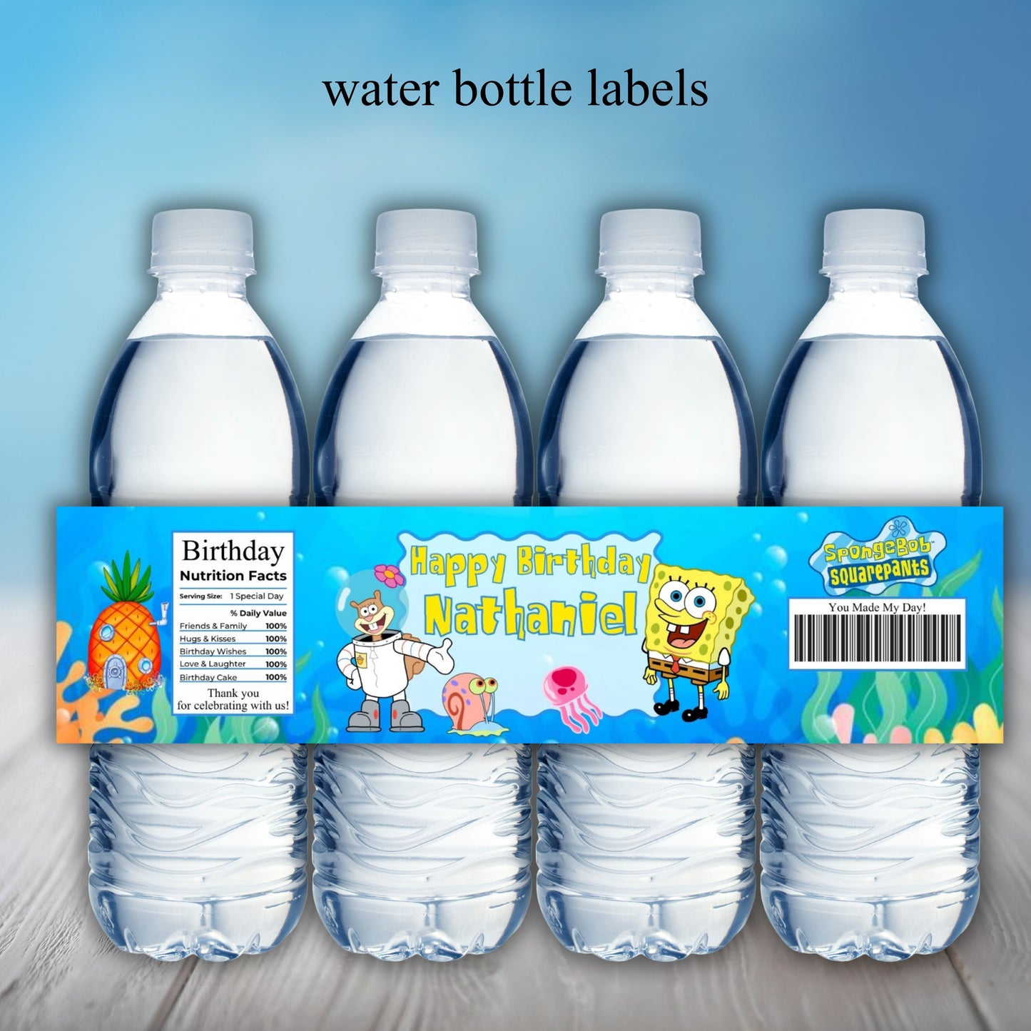 Spongebob Party Sticker Labels
