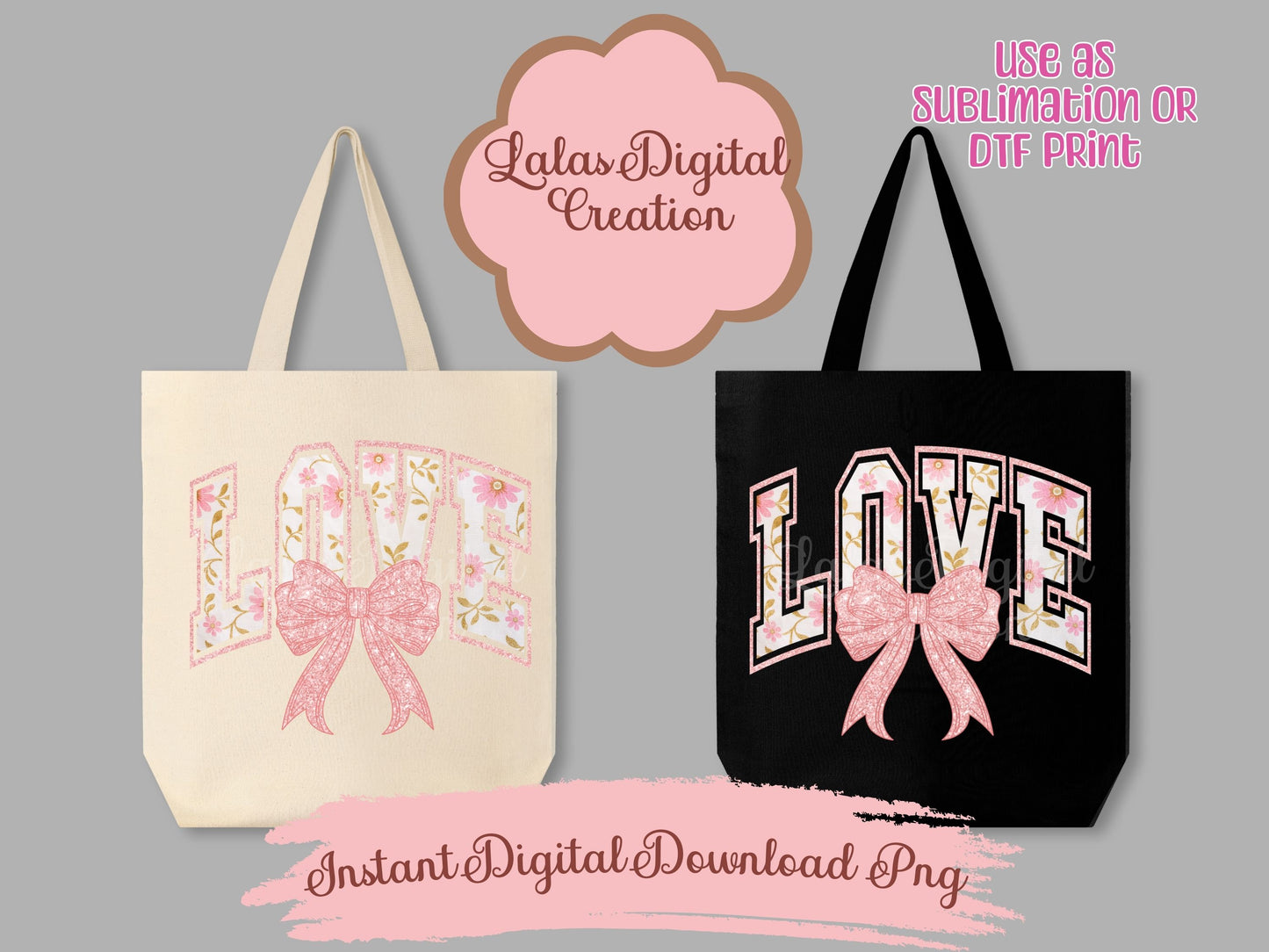 Pink Love Bow Clipart PNG Instant Digital Download