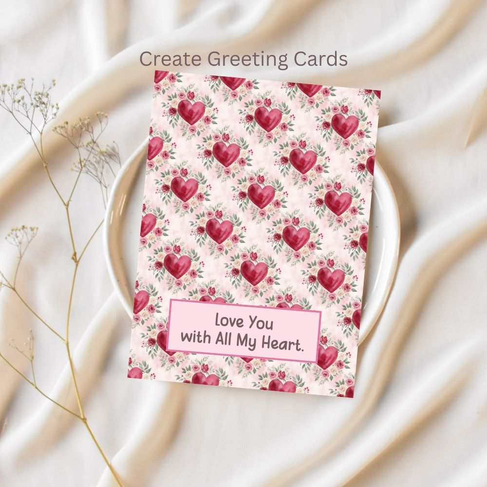 Hearts and Floral Seamless Repeating Pattern Paper Bundle Set