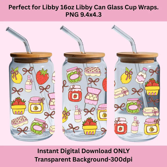Farmers Market Libbey Glass Can Cup Wrap