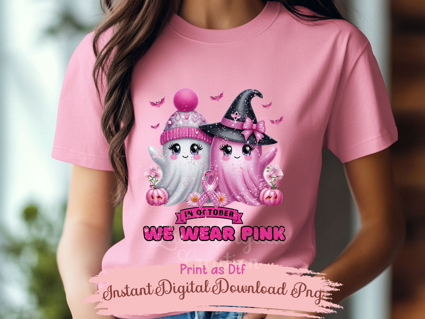 Cancer Awareness Ghost Clipart Instant Digital PNG Download