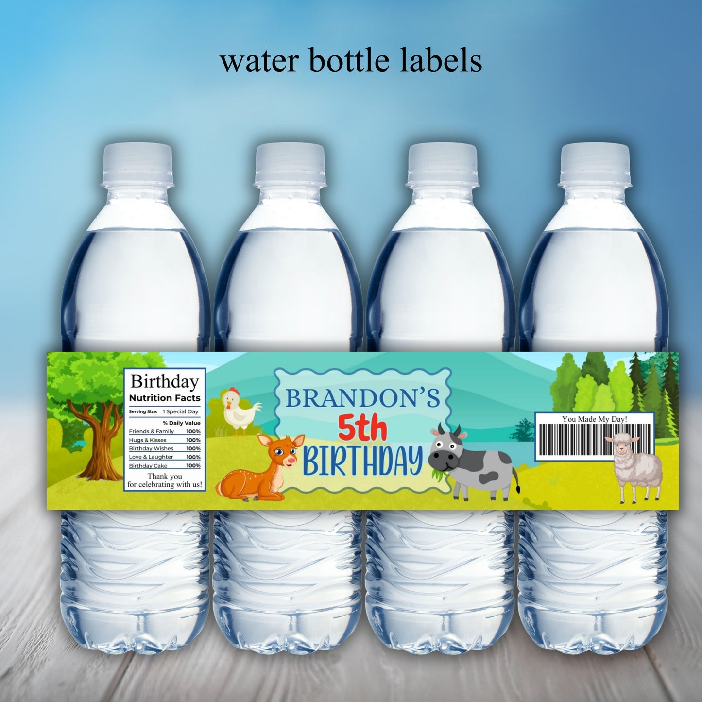 Farm Animals Party Sticker Labels