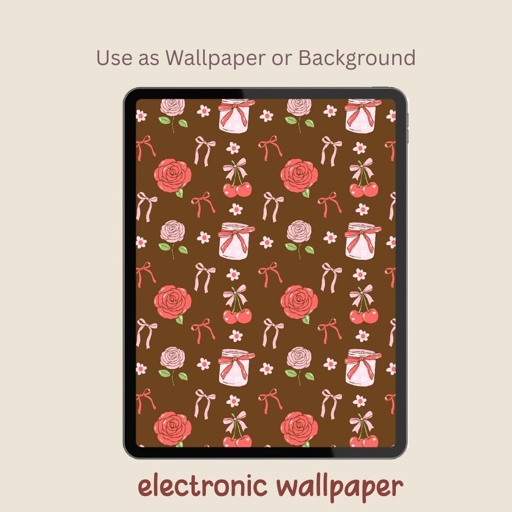 Preppy Cherry & Roses Seamless Repeating Pattern Paper Bundle Set