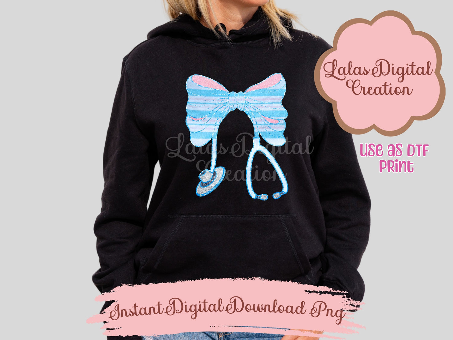 Nurse Stethoscope Bow Receiving Blanket Clipart PNG Instant Digital Download