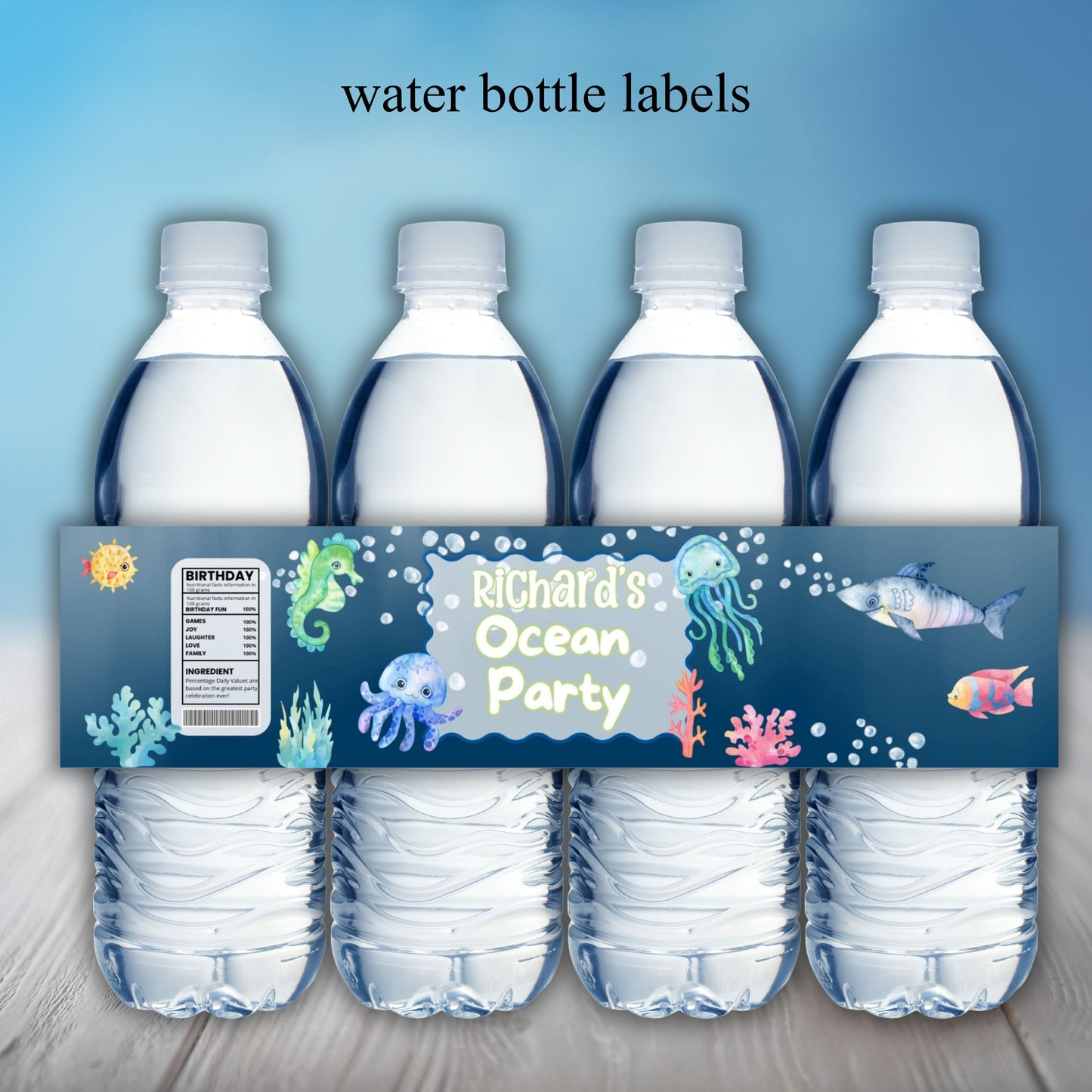 Under the Sea Ocean Birthday Party Sticker Labels