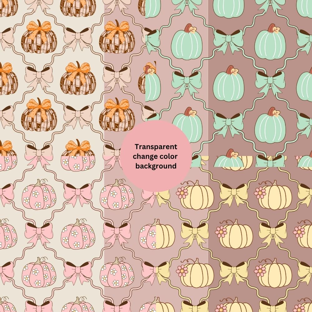 Pumpkin Bow Frame Seamless Digital Pattern Paper Bundle