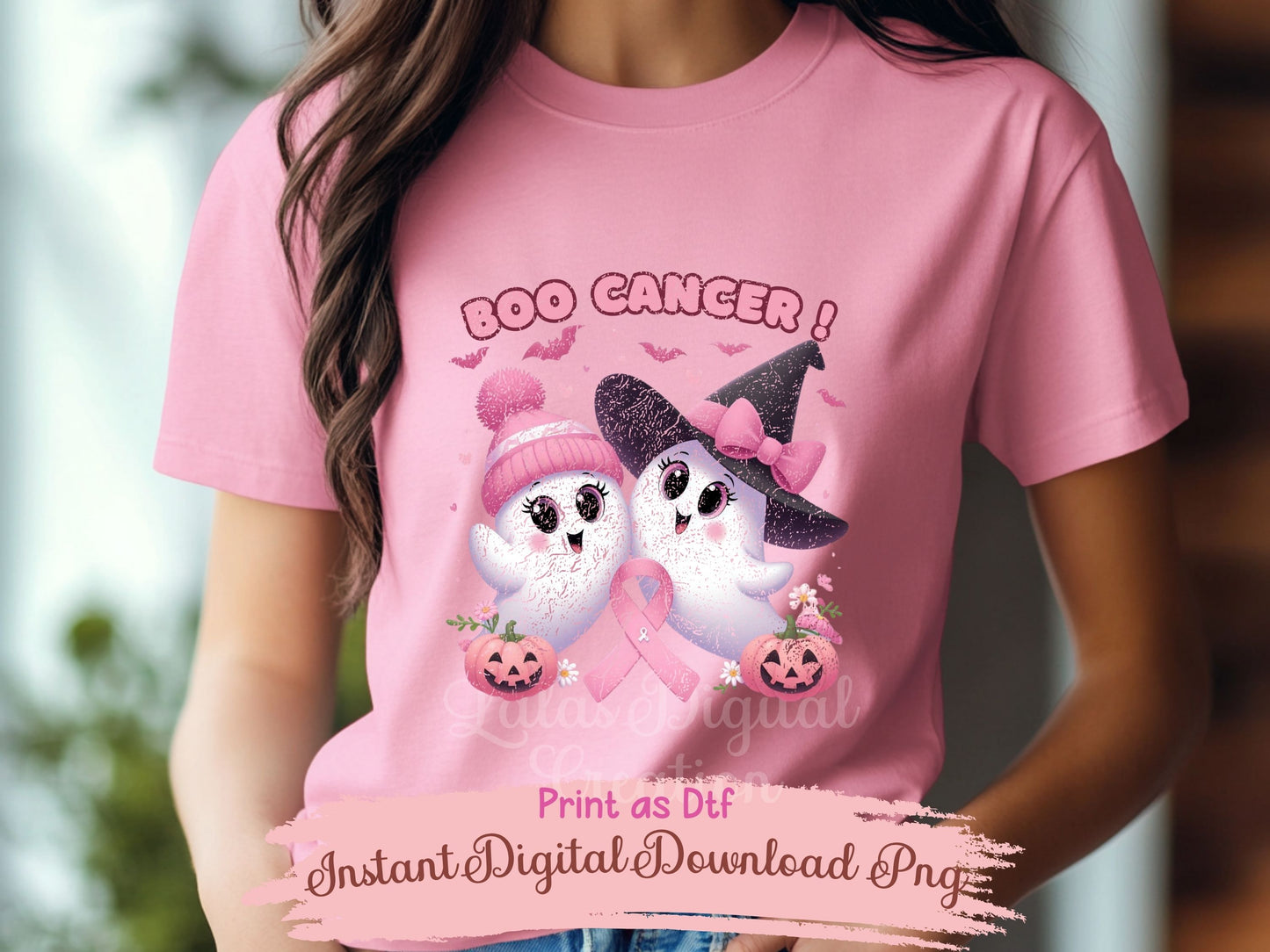 Pink Ghost Cancer Awareness Clipart Instant Digital PNG Download