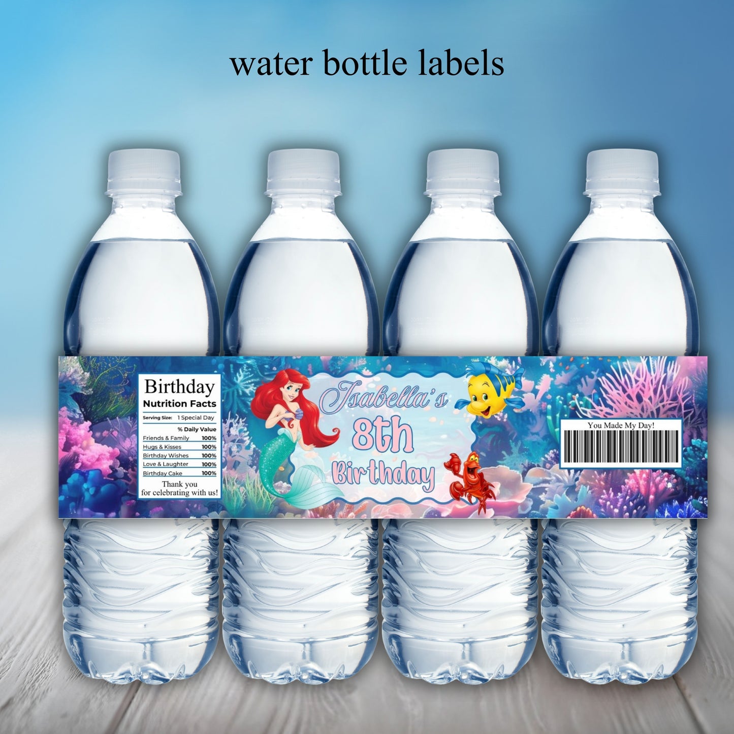 Little Mermaid Party Sticker Labels