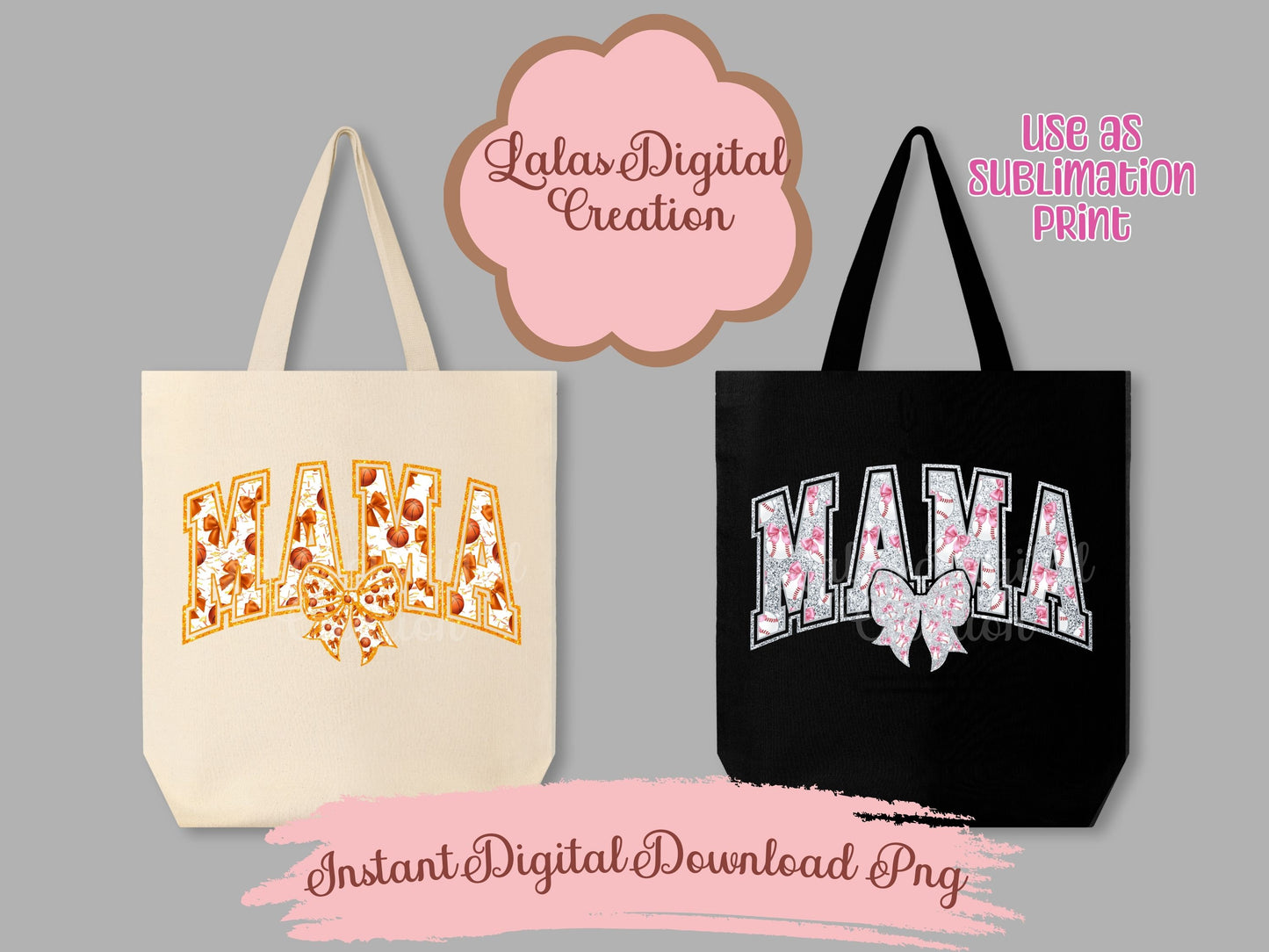 Sports MAMA Bow Varsity Clipart Bundle Instant Digital PNG Download