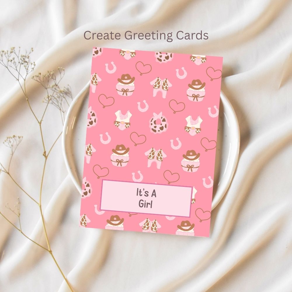 Pink Girls Baby Western Seamless Repeating Pattern Paper Bundle Set