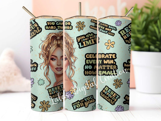 3 Affirmation 20oz Tumbler Wrap PNG Digital Download