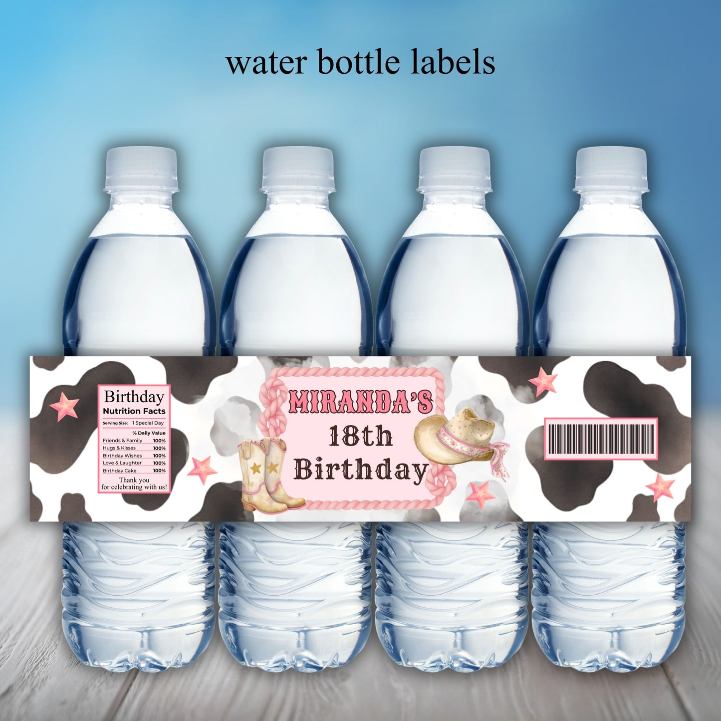 Baby Cow Birthday Party Sticker Labels