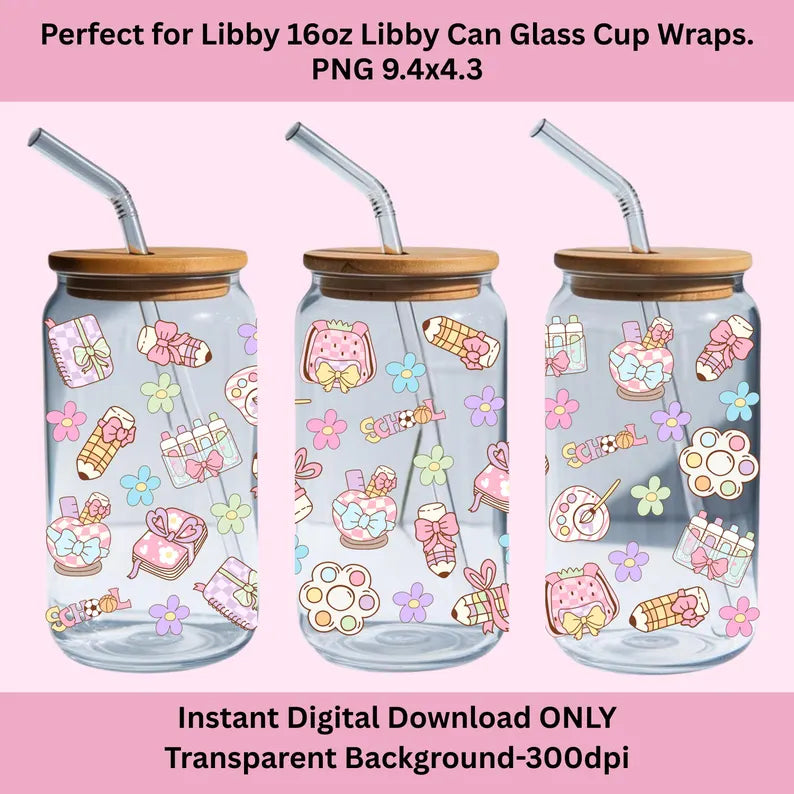 Teacher School Supplies Libbey Glass Can Cup Wrap