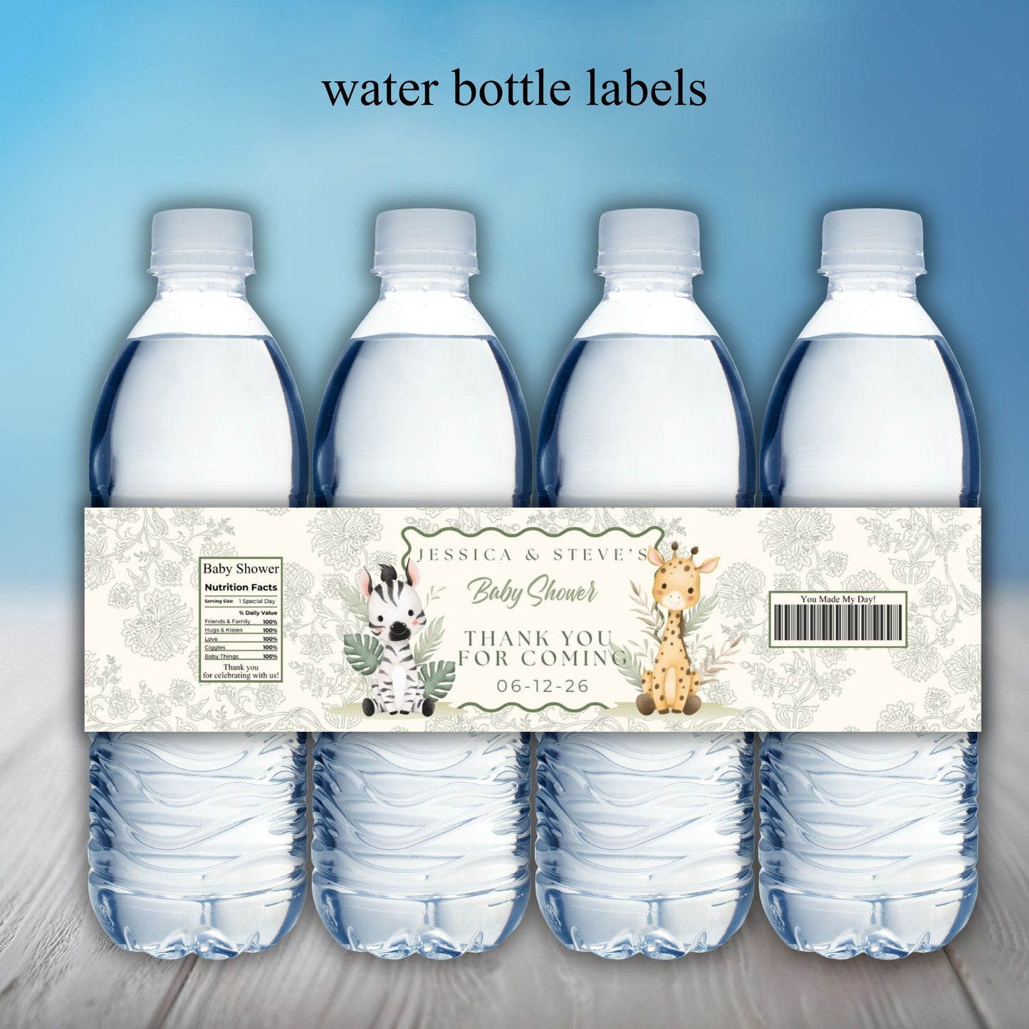 Safari Animals Neutral Baby Shower Party Sticker Labels
