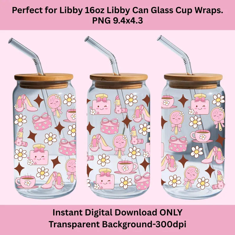 Preppy Girl Stuff Libbey Glass Can Cup Wrap