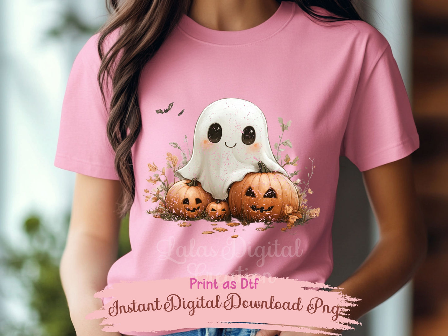Retro Distress Ghost Clipart Instant Digital PNG Download
