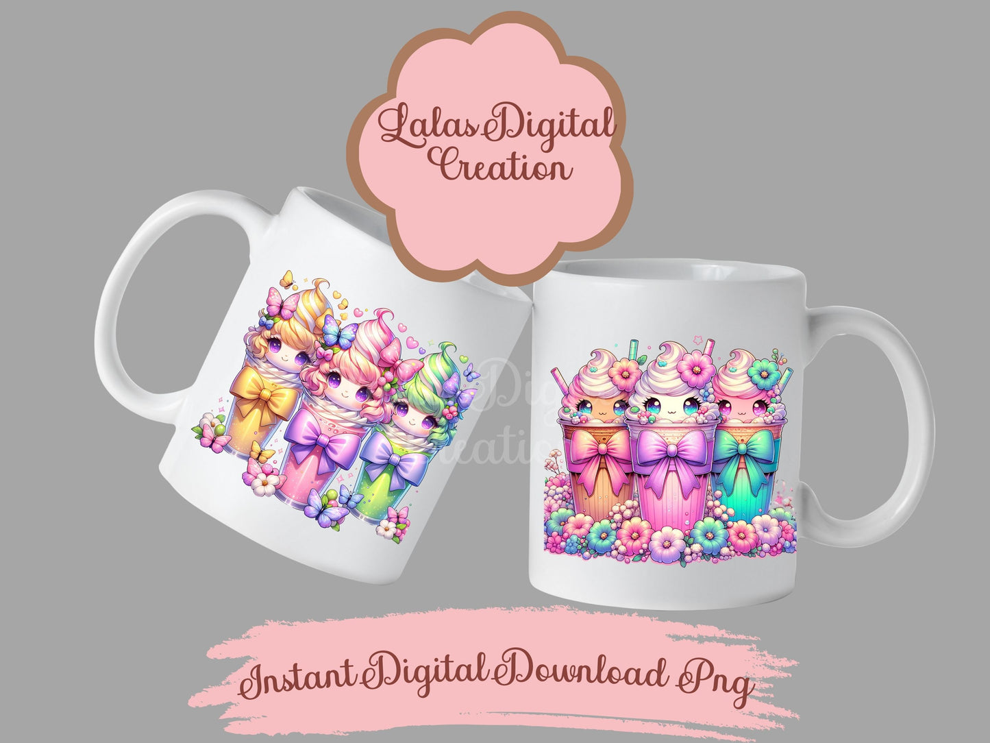 Kawaii Iced Coffee Clipart Bundle Instant Digital PNG Download