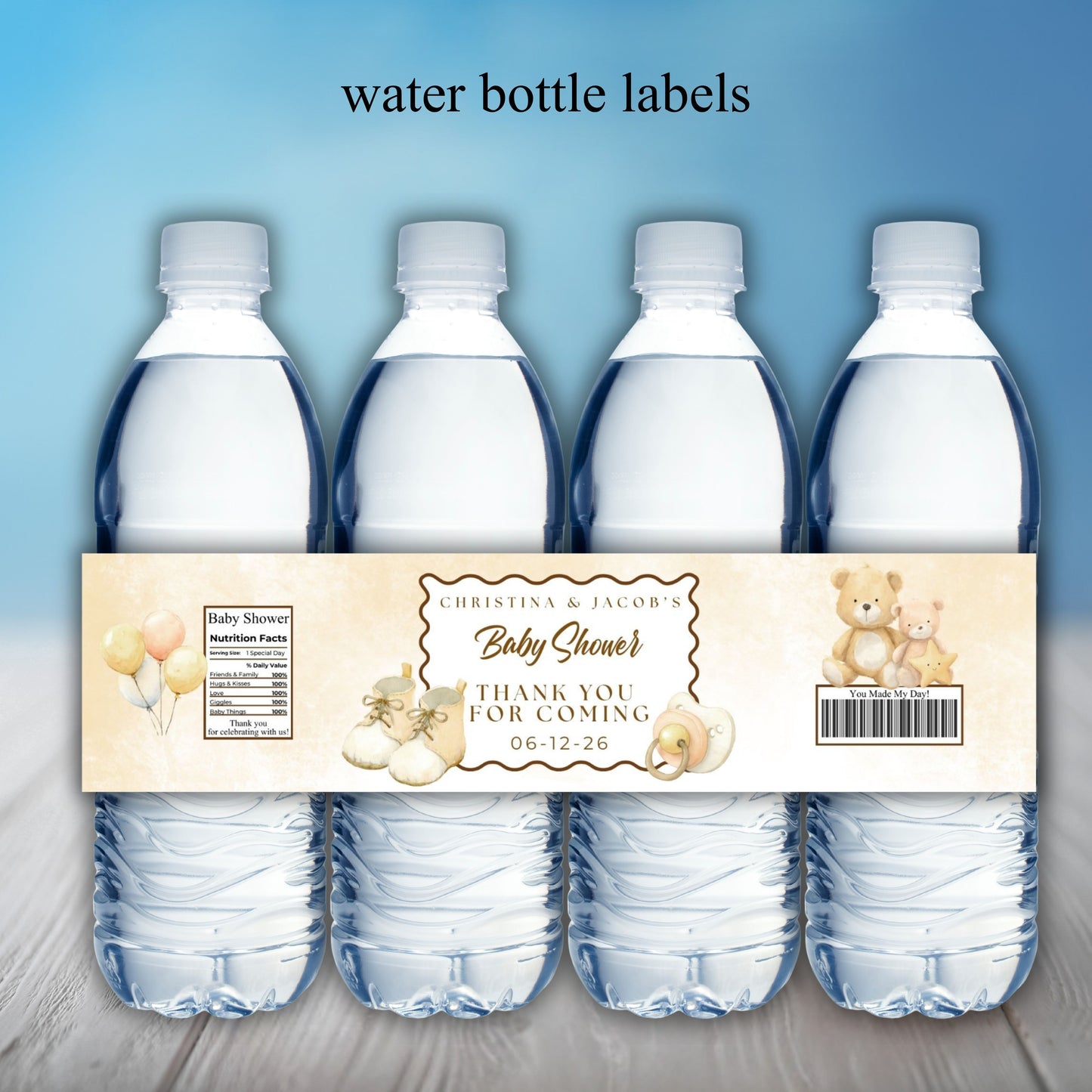 Boho Bear Neutral Baby Shower Party Sticker Labels