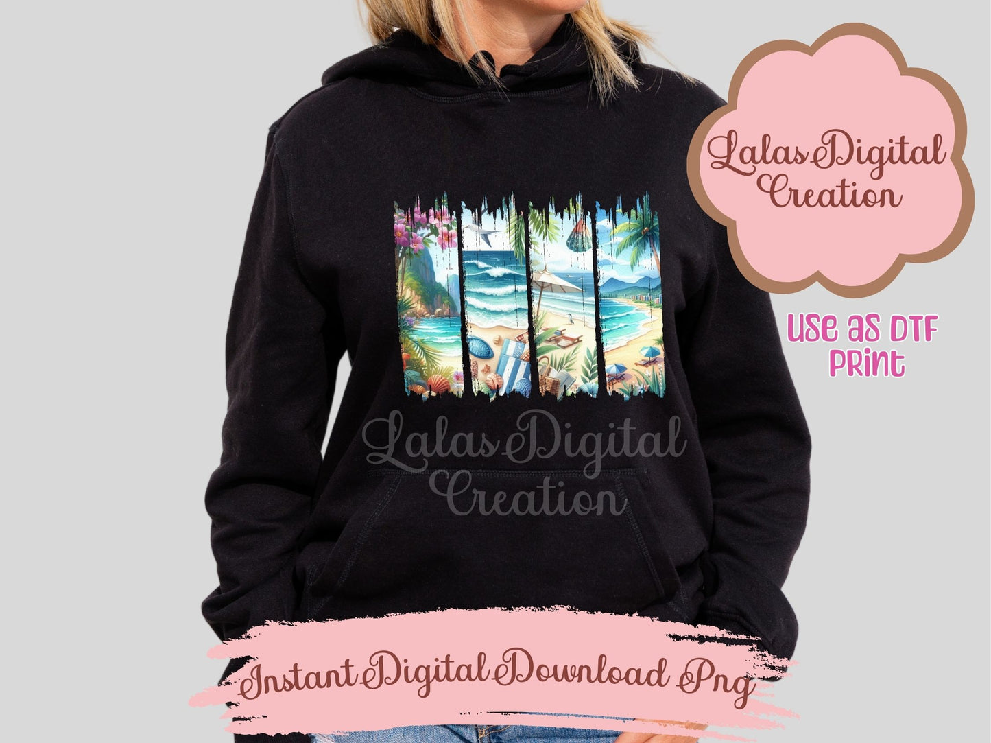 Beach Brushstroke Clipart PNG Instant Digital Download